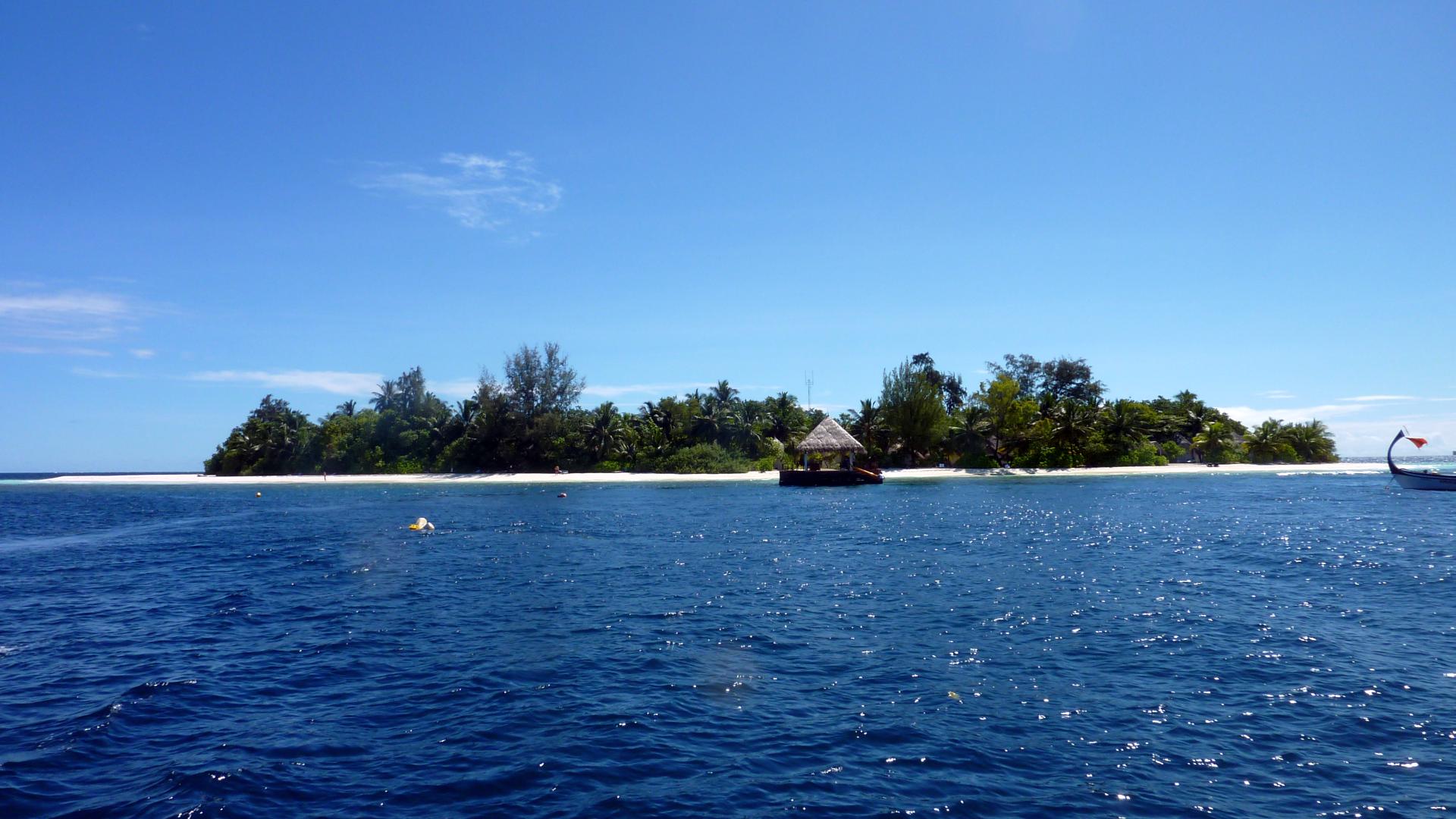 Blick zur Insel vom Tauchboot