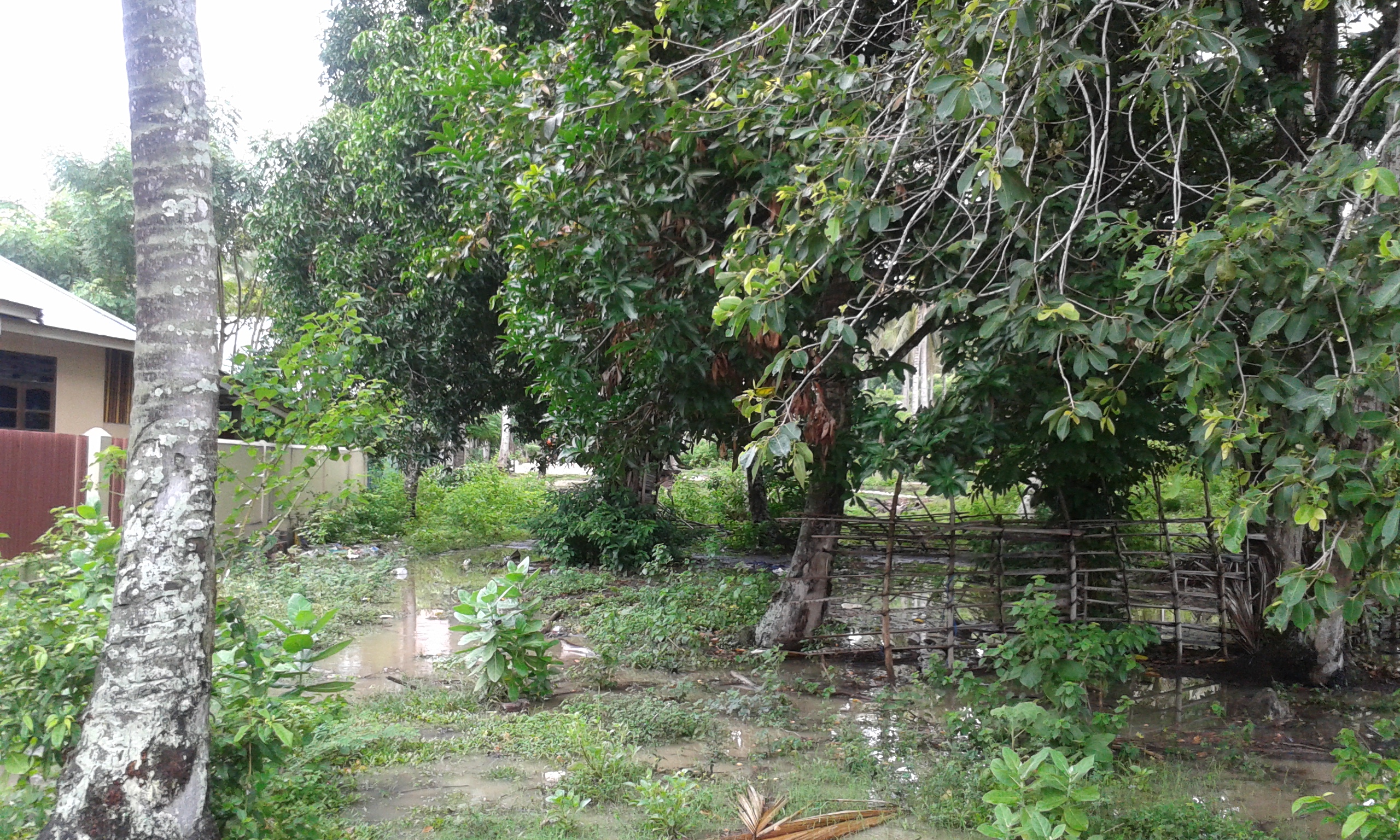 Überschwemmtes Dorf hinter dem Resort