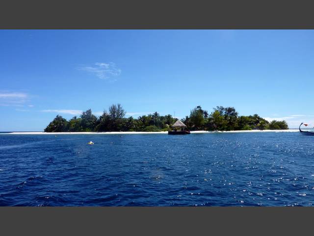 Blick zur Insel vom Tauchboot