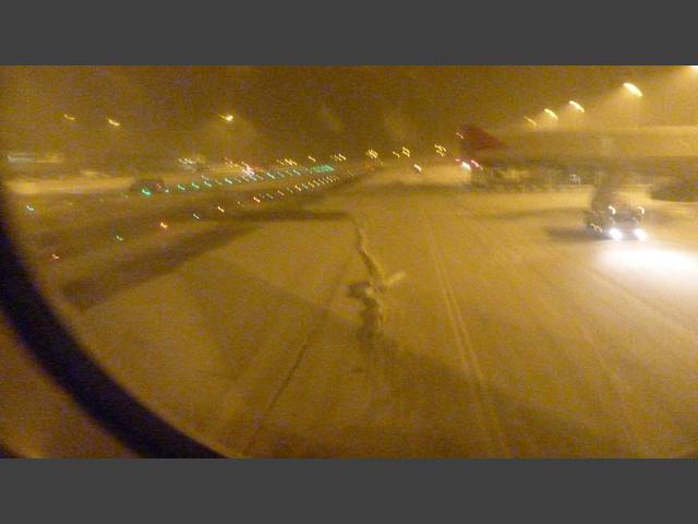 Landung in München bei Schneegestöber