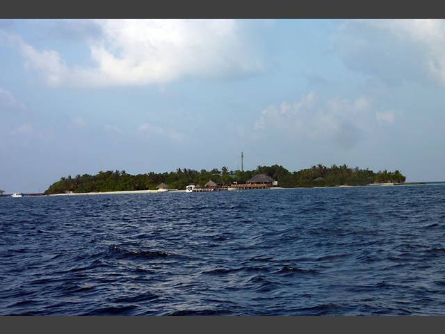 Blick zur Insel vom Tauchboot