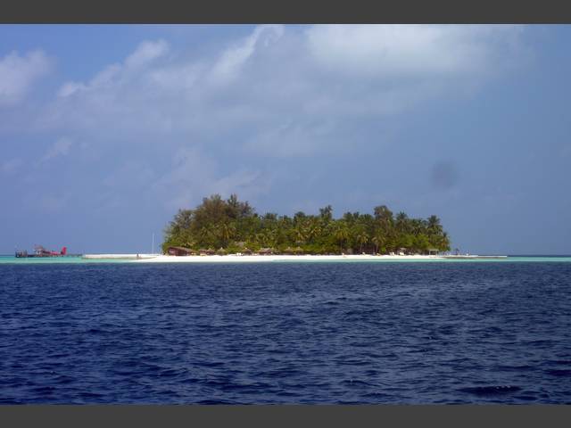 Blick zur Insel vom Tauchboot