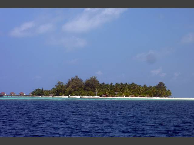 Blick zur Insel vom Tauchboot